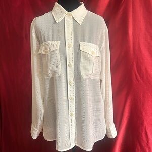 Ellen Tracy sheer top with tiny gold squares